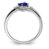 Sterling Silver Rhodium-plated Sapphire and Diamond Ring